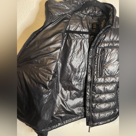 J. Crew Nylon Goose Down Puffer Jacket Black Full Zip Small Outdoor Granola Hike - Picture 6 of 10